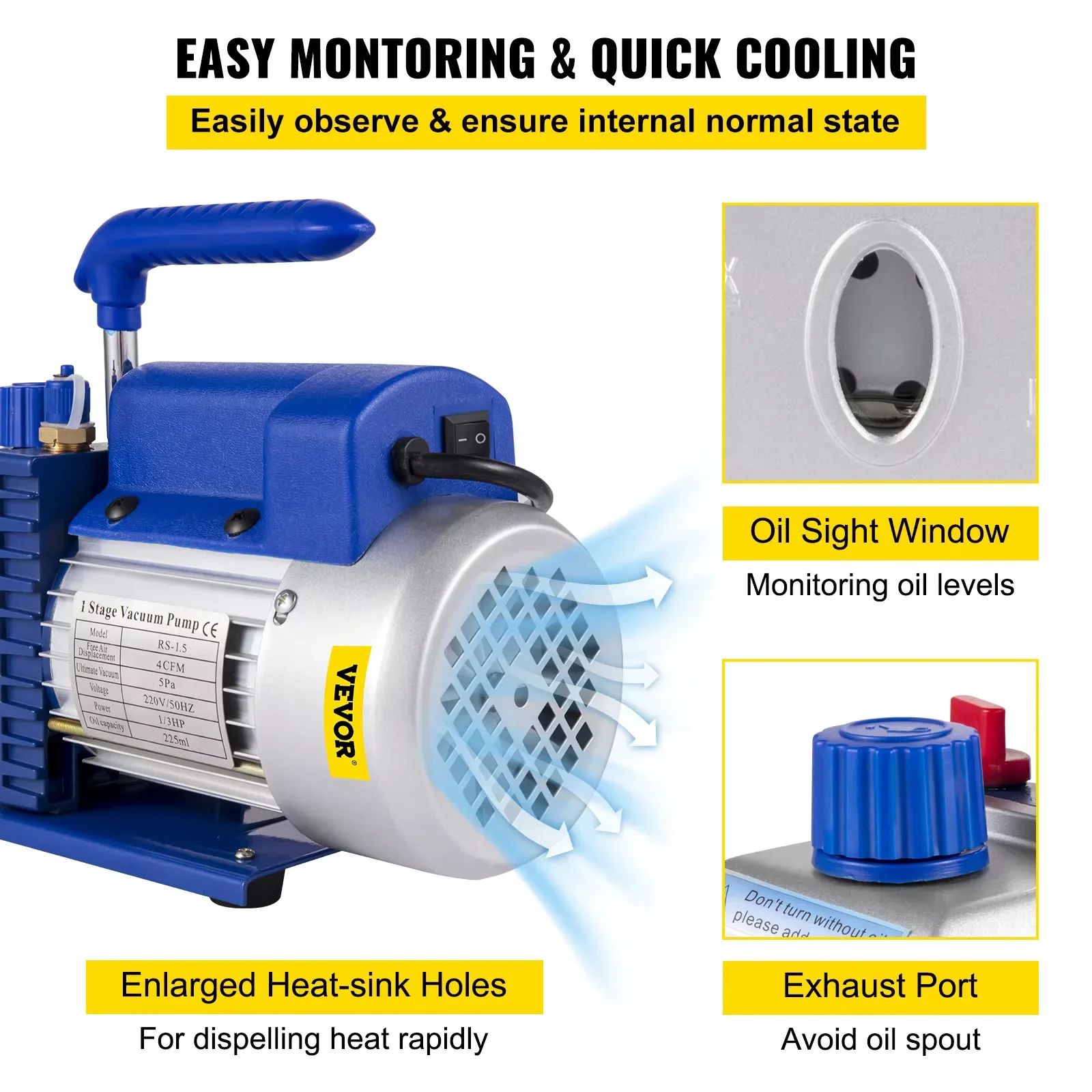 Rotary Vane Vacuum Pump Hvac 4Cfm 1/3Hp - Pompa per vuoto rotativa a palette