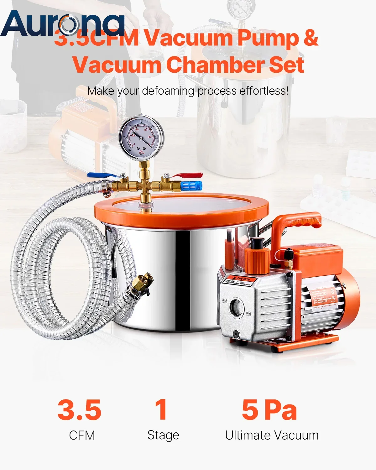 Vacuum Degassing Chamber 3 Gallon Pump - 【Smart】Kit camera a vuoto e pompa